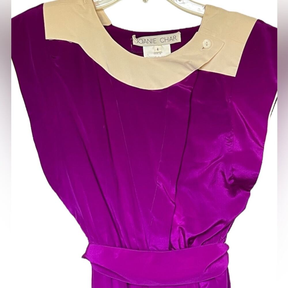Vintage Joanie Char silk dress NEW 80s purple deadstock Sz 4 - Picture 3 of 6